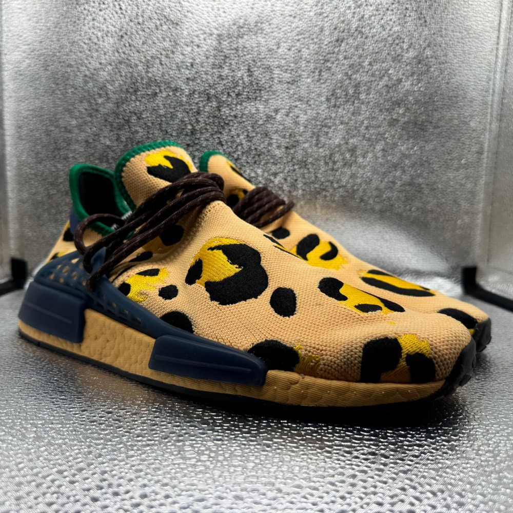 Size 11 Adidas Pharrell Williams Hu NMD Sneakers Mens Orange Excellent Cheetah